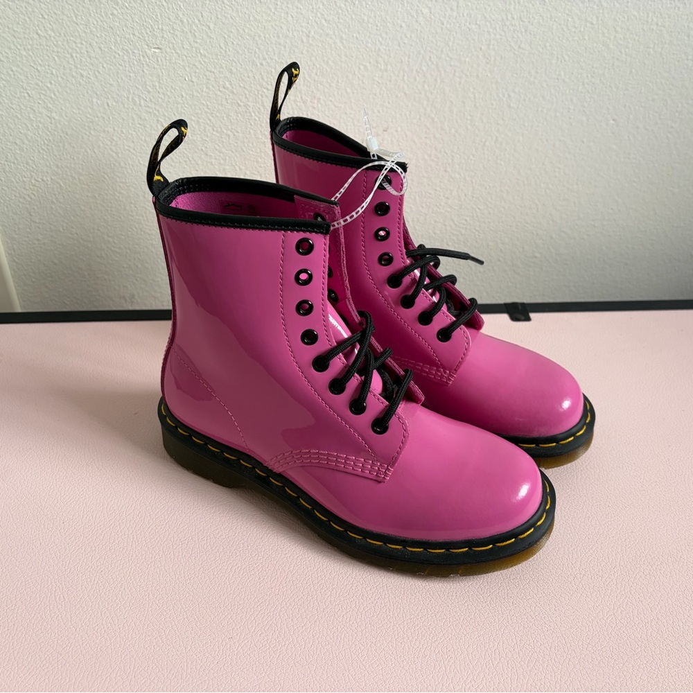 Brand New Solid Pink Dr Martens- Women's High-Shine Ankle Book